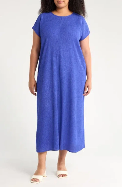 Eileen Fisher Short Sleeve Jacquard Maxi Dress In Blue
