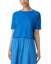 Eileen Fisher Short Sleeve Linen & Cotton Pullover Top In Calypso