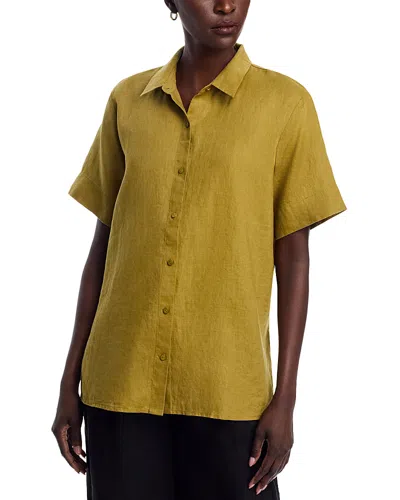 Eileen Fisher Short Sleeve Linen Long Shirt In Corin