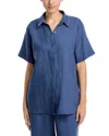 Eileen Fisher Short Sleeve Linen Long Shirt In Dusk