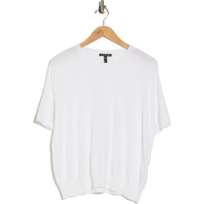 Eileen Fisher Short Sleeve Organic Cotton Blend Sweater In White