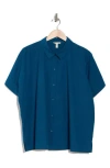 Eileen Fisher Short Sleeve Organic Cotton Button-up Shirt