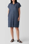Eileen Fisher Airy Organic Cotton Twill Shirtdress In Denim In Denim