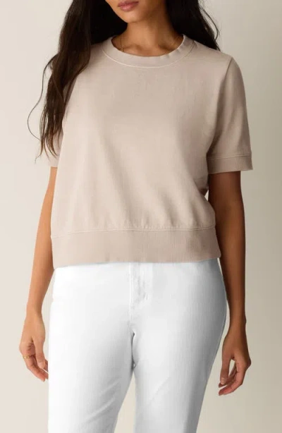Eileen Fisher Short Sleeve Organic Cotton Terry Sweatshirt In Pink