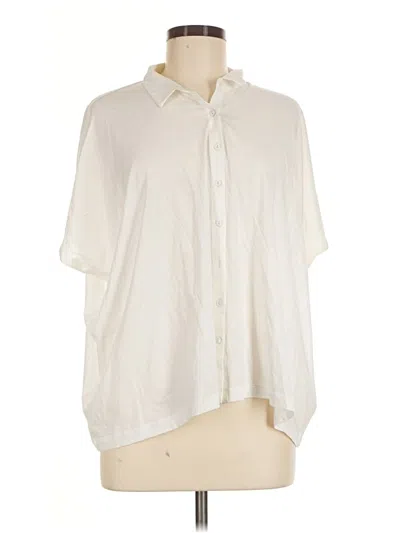 Pre-owned Eileen Fisher Short Sleeve Polo Shirt In Ivory