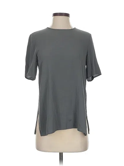 Pre-owned Eileen Fisher Short Sleeve Silk Top Gray Crew Neck Tops