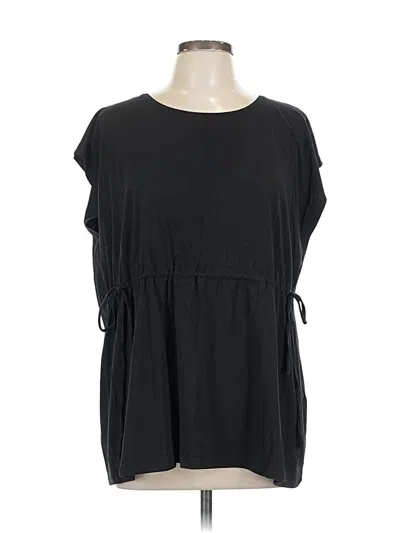 Pre-owned Eileen Fisher Short Sleeve Top Black Boatneck Tops
