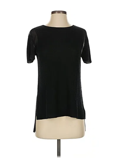 Pre-owned Eileen Fisher Short Sleeve Top Black Crew Neck Tops