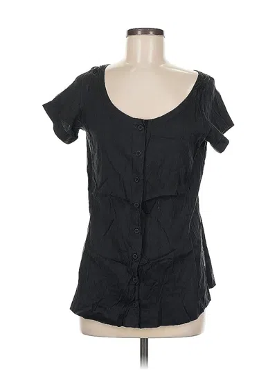 Pre-owned Eileen Fisher Short Sleeve Top Black Sweetheart Neckline Tops