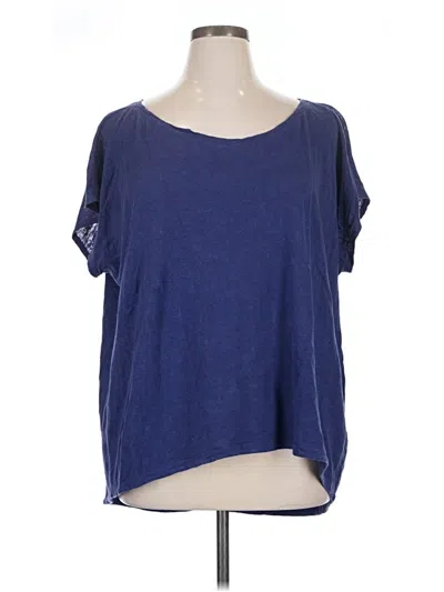 Pre-owned Eileen Fisher Short Sleeve Top Blue Scoop Neck Tops