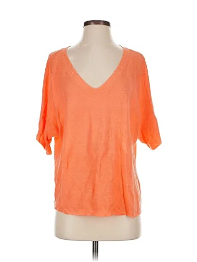 Pre-owned Eileen Fisher Short Sleeve Top Orange V Neck Tops