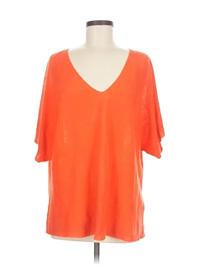Pre-owned Eileen Fisher Short Sleeve Top Orange V Neck Tops