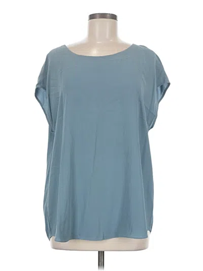 Pre-owned Eileen Fisher Short Sleeve Top Teal Boatneck Tops