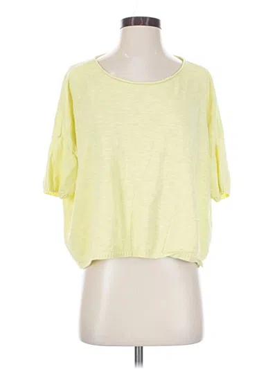 Pre-owned Eileen Fisher Short Sleeve Top Yellow Boatneck Tops