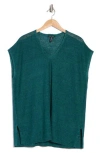 Eileen Fisher Short Sleeve V-neck Organic Linen Sweater In Aegean