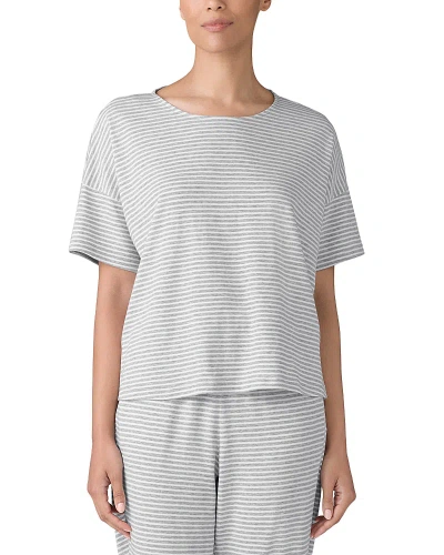 Eileen Fisher Short Sleeved Boxy Top In White/black