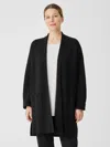 Eileen Fisher Silk And Cotton Interlock Long Cardigan In Black