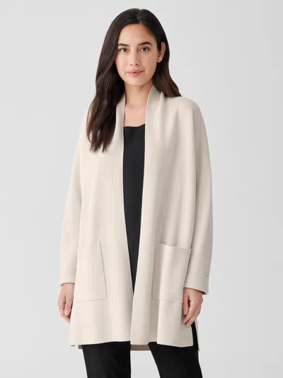 Eileen Fisher Silk And Cotton Interlock Long Cardigan In Brown