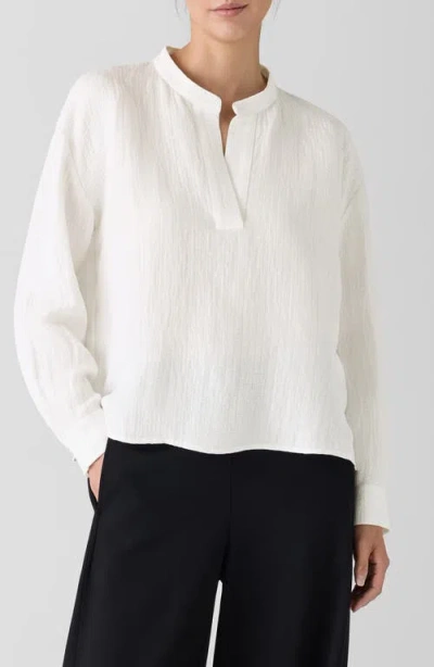 Eileen Fisher Mandarin Collar Top In Ivory