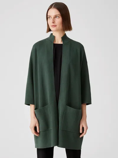 Eileen Fisher Silk & Organic Cotton Interlock Jacket In Green