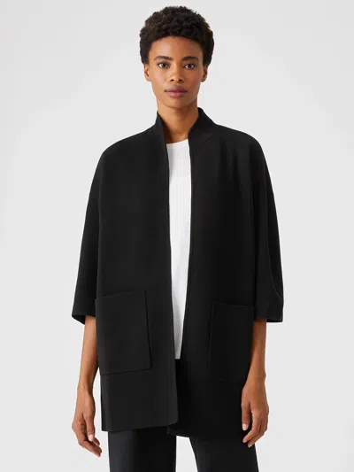 Eileen Fisher Silk & Organic Cotton Interlock Jacket In Black