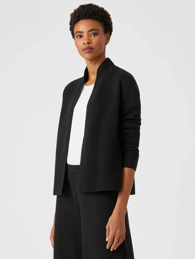 Eileen Fisher Silk & Organic Cotton Interlock Shaped Jacket In Black