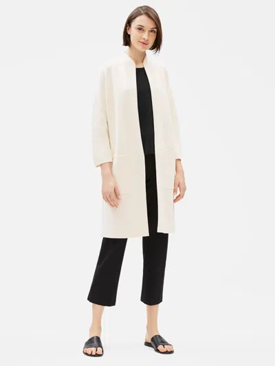 Eileen Fisher Silk & Organic Cotton Long Jacket In White