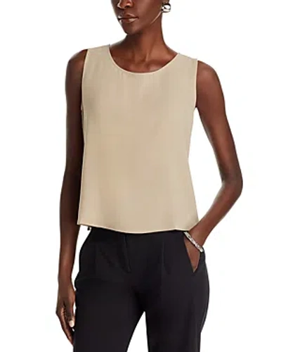 Eileen Fisher Scoop-neck Georgette Crepe Shell In Briar