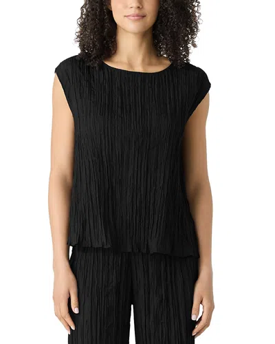 Eileen Fisher Silk Ballet Neck Top In Black