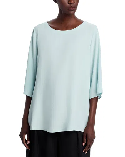 Eileen Fisher Silk Ballet Neck Top In Clearwater