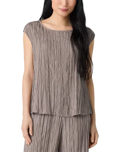 Eileen Fisher Silk Ballet Neck Top In Cocoa