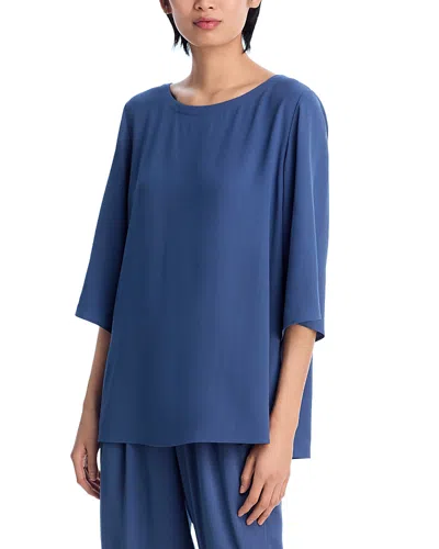 Eileen Fisher Silk Ballet Neck Top In Dusk