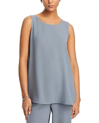 Eileen Fisher Silk Ballet Neck Tunic Shell In Steel