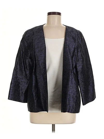 Pre-owned Eileen Fisher Silk Blazer Jacket In Blue
