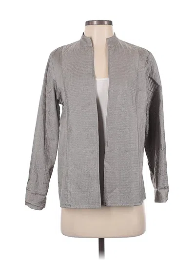 Pre-owned Eileen Fisher Silk Blazer Jacket In Gray