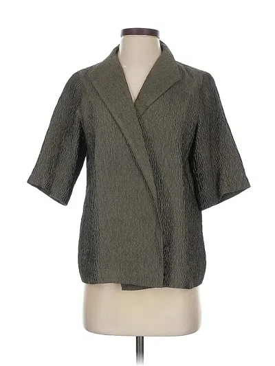 Pre-owned Eileen Fisher Silk Blazer Jacket In Gray
