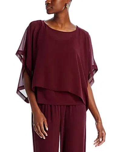 Eileen Fisher Silk Boat Neck Cropped Top In Burgundy