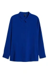 Eileen Fisher Silk Button-up Shirt In Lapis