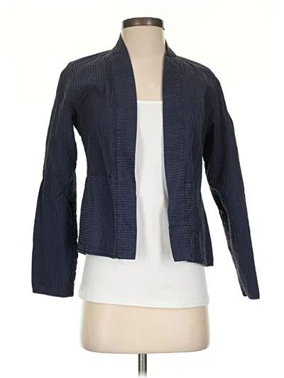 Pre-owned Eileen Fisher Silk Cardigan Sweater In Blue