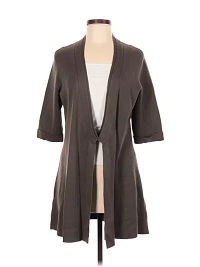 Pre-owned Eileen Fisher Silk Cardigan Sweater In Brown