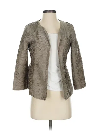 Pre-owned Eileen Fisher Silk Cardigan Sweater In Gray