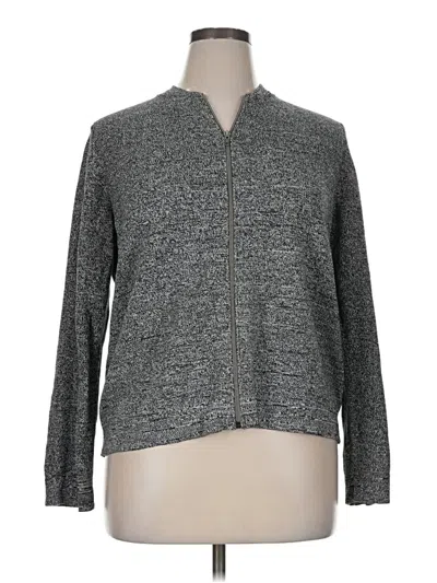 Pre-owned Eileen Fisher Silk Cardigan Sweater In Gray