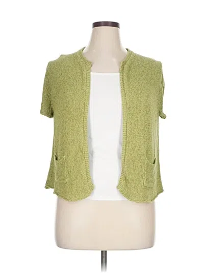 Pre-owned Eileen Fisher Silk Cardigan Sweater In Green