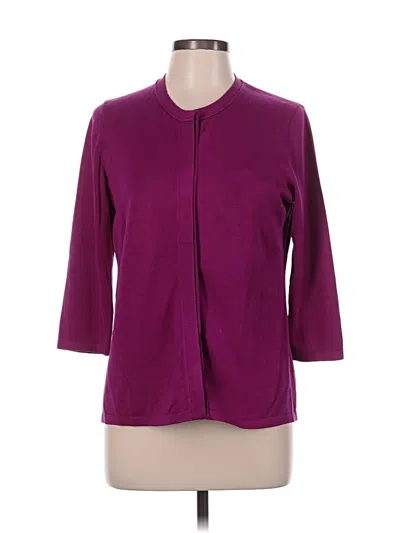 Pre-owned Eileen Fisher Silk Cardigan Sweater In Purple