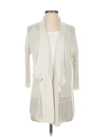 Pre-owned Eileen Fisher Silk Cardigan Sweater In White