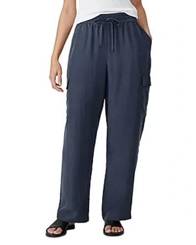 Eileen Fisher Silk Cargo Pants In Blue