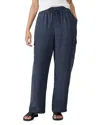 Eileen Fisher Cropped Washed Silk Cargo Pants In Ocean