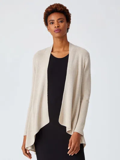 Eileen Fisher Silk Cashmere Angle Front Cardigan In White