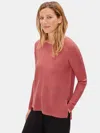 Eileen Fisher Silk Cashmere Round Neck Top In Pink
