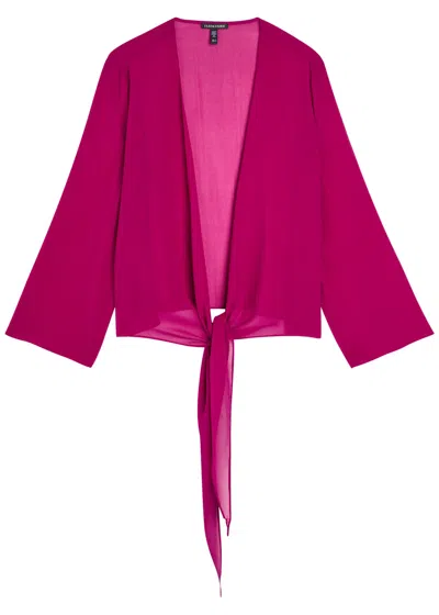 Eileen Fisher Silk-chiffon Wrap Jacket In Pink